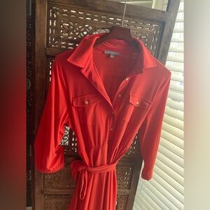 NY Collection Orange Tie-Waist Shirt Dress-NWT